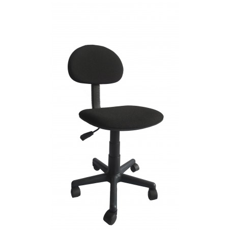 παιδική καρέκλα γραφείου με μαύρο ύφασμα χωρίς μπράτσα με ρόδες ανατομική πλάτη και μηχανισμό ανύψωσης