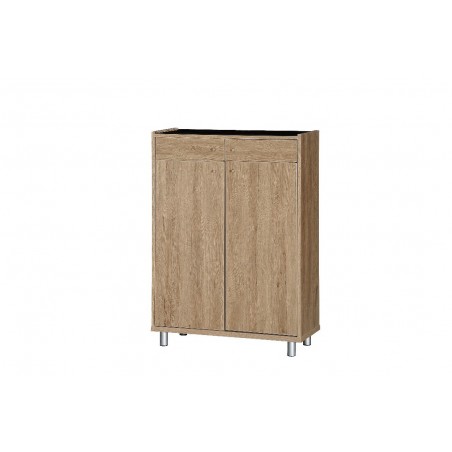 παπουτσοθηκη ξυλινη απο μοριοσανιδα,ανοιγομενες πορτες χρωματος καφε σταχτι διασ. 76cm*30cm*106cm