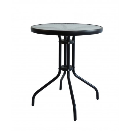 Τραπέζι στρόγγυλο μαύρο μεταλλικό με τζάμι ασφαλείας 60 διάμετρος x 70 Ύψος