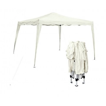 Κιόσκι πτυσσόμενο 3mx3m με λευκό μεταλλικό σκελετό και λευκο ύφασμα αδιαβροχο 260gr