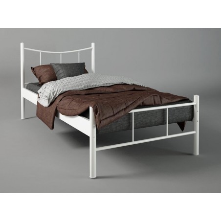 Κρεβάτι μεταλλικό μονό 90*190 "Χαμόγελο" από ενισχυμένο μεταλλικό σκελετό χρώματος λευκό.