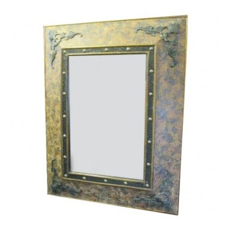 Καθρέπτης τοίχου από ξύλο σε χρυσό χρώμα με μοντέρνο σχεδιασμό διαστάσεων 95*75εκ.