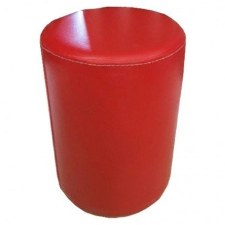Σκαμπό πουφ κυλινδρικό με κόκκινο τεχνόδερμα διαστάσεων 30*Υ42εκ.