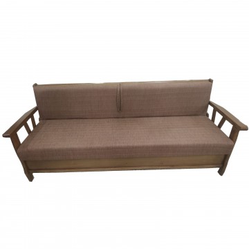 Καναπές κρεβάτι μπαούλο Ρουστίκ με ξύλινα μπράτσα και δυνατότατη αλλαγής διαστάσεων