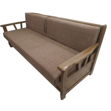 Καναπές κρεβάτι μπαούλο τριθέσιος Ρουστίκ  με ξύλινα μπράτσα και δυνατότατη αλλαγής διαστάσεων 190εκ*70εκ*80εκ
