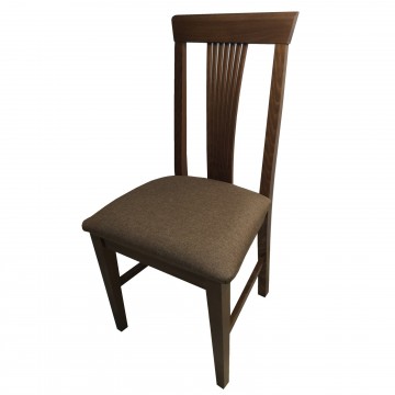 Καρέκλα τραπεζαρίας Κλεοπάτρα ξύλινη σε χρώμα οξιάς καρυδιά με ψηλή πλάτη και καφέ πάτο