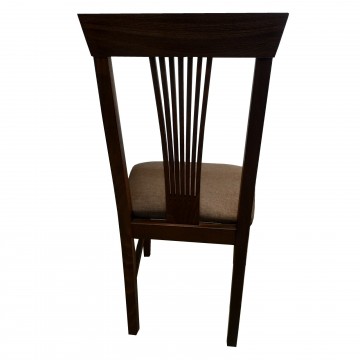 Καρέκλα τραπεζαρίας Κλεοπάτρα ξύλινη σε χρώμα οξιάς καρυδιά με ψηλή πλάτη και καφέ πάτο