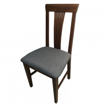 Καρέκλα τραπεζαρίας Κλεοπάτρα ξύλινη σε χρώμα οξιάς καρυδιά με ψηλή πλάτη και γκρι πάτο