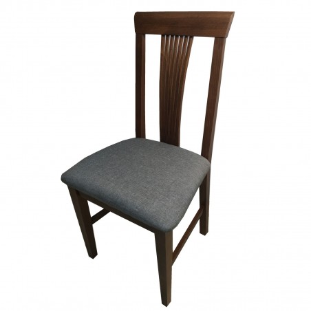 Καρέκλα τραπεζαρίας Κ64 ξύλινη σε χρώμα οξιάς καρυδιά με ψηλή πλάτη και γκρι πάτο 50εκ*50εκ*1μ