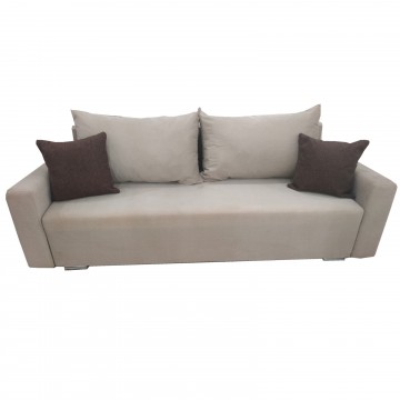 Καναπές κρεβάτι διπλό και αποθηκευτικό χώρο SOFIA με μπράτσα μπεζ χρώμα