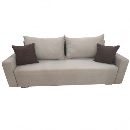 Καναπές κρεβάτι διπλό και αποθηκευτικό χώρο SOFIA με μπράτσα μπεζ χρώμα 220εκ*90εκ*80εκ  ύψος