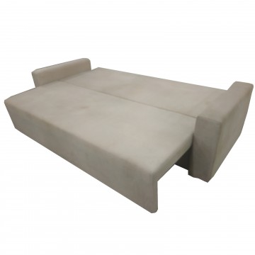 Καναπές κρεβάτι διπλό και αποθηκευτικό χώρο SOFIA με μπράτσα μπεζ χρώμα