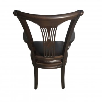 Καρέκλα τραπεζαρίας με μπράτσα Π101 από ξύλο οξιάς σε καρυδιά σκούρο χρώμα με καφέ πάτο.