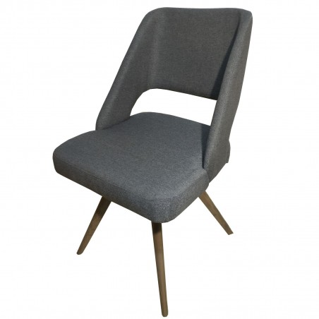 Καρέκλα τραπεζαρίας Κ85 με επένδυση χρώματος γκρι και ξύλινα πόδια μοντέρνας σχεδίασης 51εκ*46εκ*89εκ ύψος