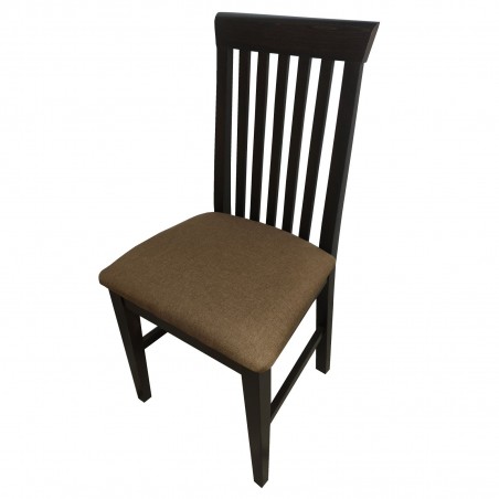Καρέκλα τραπεζαρίας Κ60 ξύλινη σε χρώμα οξιάς καρυδιά με ψηλή σκαλιστή πλάτη και καφέ πάτο
