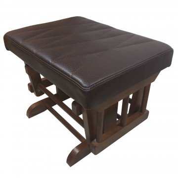 Πολυθρόνα κουνιστή ξύλινη Αμαλία με υποπόδιο κουνιστό χρώματος καρυδιά με μαξιλάρι από καφέ τεχνοδερμα