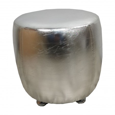 Σκαμπό ασημί τεχνοδερμα στρογγυλό 31x34εκ ύψος