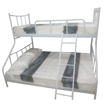 Κουκέτα με κρεβάτι διπλό 150*200 και μονό 90*200 με κρεβατοσανιδα σε λευκό χρώμα