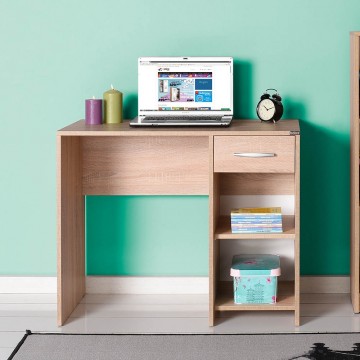 Γραφείο sonoma φυσικό χρώμα 90x52x75 εκ για φορητό υπολογιστή με συρτάρι και βιβλιοθήκη