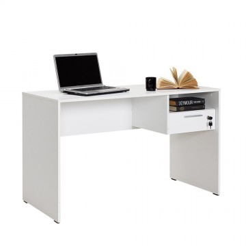 Γραφείο λευκό γυαλιστερό 120x60x75 με συρτάρι και βοηθητικό χώρο  για φορητό υπολογιστή