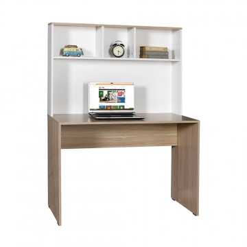 Γραφείο με βιβλιοθήκη φυσικό sonoma και λευκό 110x52x149 για φορητό υπολογιστή