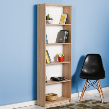 Βιβλιοθήκη με πέντε ράφια φυσικό σονομα 58x23x170 εκ