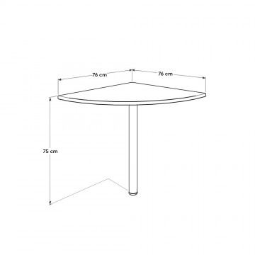 Προέκταση γραφείου τραπέζι γωνίας με μεταλλικό inox πόδι 76x76x75 εκ