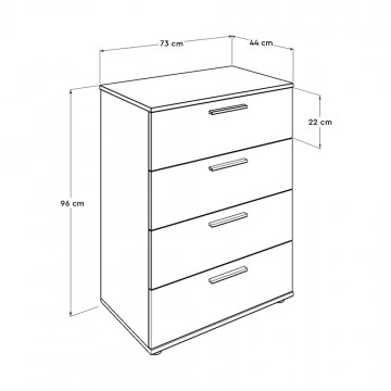 Συρταριερα με 4 συρτάρια βαθιά φυσικό sonoma 73x44x96 εκ