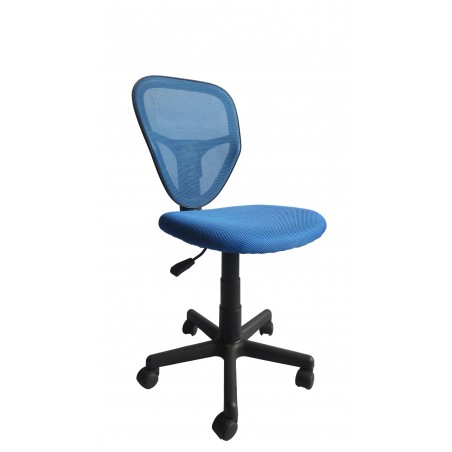 παιδική καρέκλα γραφείου μπλε με ρόδες χωρίς μπράτσα τριγωνική πλάτη και μηχανισμό ανύψωσης