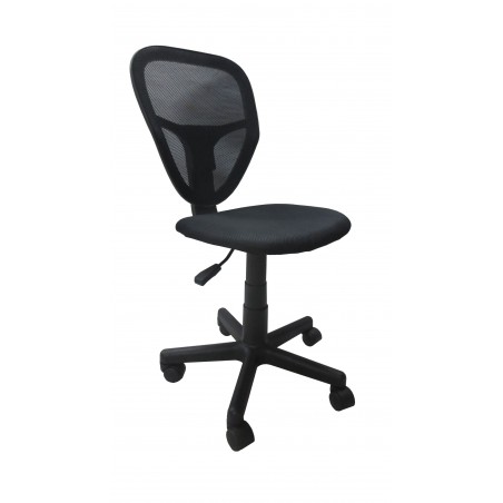 παιδική καρέκλα γραφείου μαύρη με ρόδες χωρίς μπράτσα τριγωνική πλάτη και μηχανισμό ανύψωσης