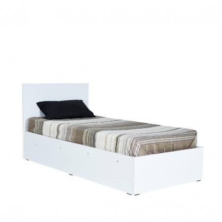 Κρεβάτι λευκό μονό με αποθηκευτικό χώρο clever KRB-090-BB-2  90x190x97εκεκ.