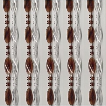 Κουρτίνα Πόρτας Χάντρα 100x220cm Διάφανη με Καφέ 40 σειρών