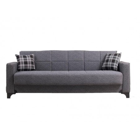 Καναπές κρεβάτι 3θεσιος μπαούλο υφασμάτινος με μπράτσα χρώμα γκρι σκούρο διαστάσεων 220x77x83εκ.