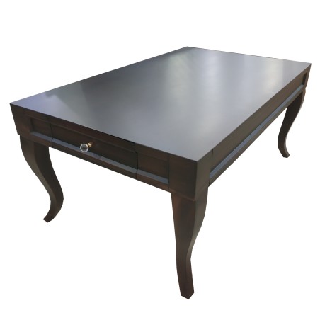 Τραπέζι σαλονιού ξύλινο σε σκούρο καρυδί-βέγκε χρώμα κλασσικής γραμμής με 2 συρταράκια διαστάσεων 104*63*46εκ.