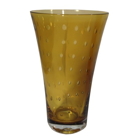 Ποτήρι νερού σετ 6 τεμ μελί με τεχνίτες εσωτερικές φουσκάλες χρώμα κωνικό από φυσητό γυαλί 10*16.5ε