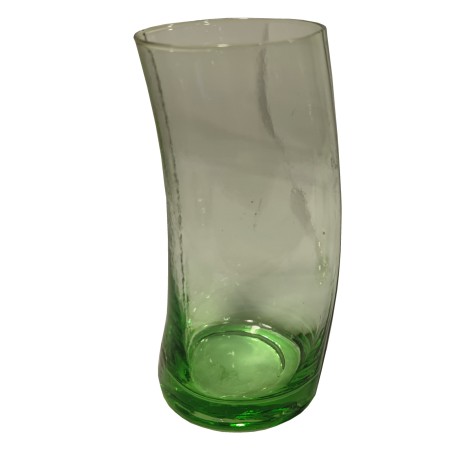Ποτήρι νερού σετ 6 τεμ πράσινο χρώμα στραβό από φυσητό γυαλί 7*14εκ