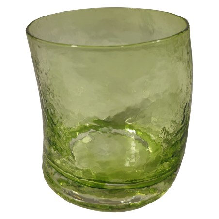 Ποτήρι νερού σετ 6 τεμ πράσινο χρώμα στραβό από φυσητό γυαλί 8*9εκ