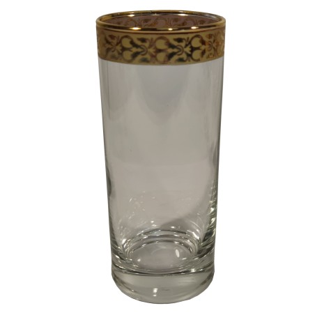 Ποτήρι γυάλινα  νερού σετ 6 τεμ με  χρυσό τελείωμα από φυσητό γυαλί 6*14εκ