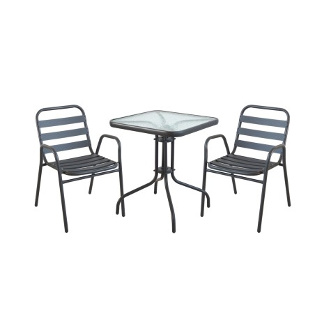 Σετ τραπεζαρία γκρι 3 τεμ με 2 καρέκλες και τραπέζι μεταλλικά 60x60x72εκ