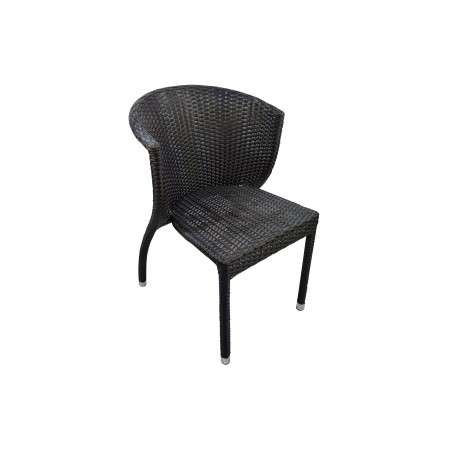 Πολυθρόνα καρέκλα ραταν μαύρη με αλουμινίου σκελετό στοιβάζομενη κατάλληλη για μικρούς χώρους 52εκ*46εκ*80εκ