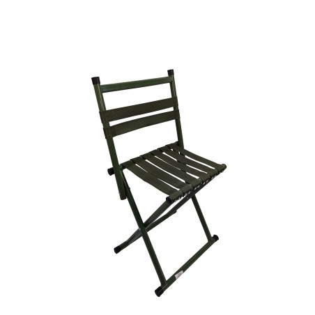 Καρέκλα πτυσσόμενη σκαμπό με πλάτη μεταλλική με ιμάντες χακί χρώμα 30x30x69εκ.