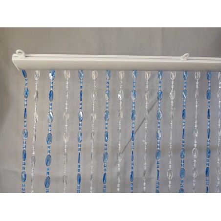 Κουρτίνα Πόρτας Χάντρα 100x220cm Διάφανη με γαλάζιο κρυσταλλική 40 σειρών