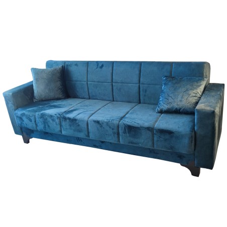 Καναπές κρεβάτι 3θεσιος μπαούλο με αλέκιαστο ύφασμα μπράτσα χρώμα μπλε διαστάσεων 220x77x83εκ.