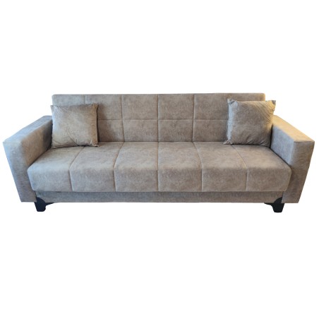 Καναπές κρεβάτι 3θεσιος μπαούλο με αλέκιαστο ύφασμα μπράτσα χρώμα μπεζ καπουτσίνο διαστάσεων 220x77x83εκ.
