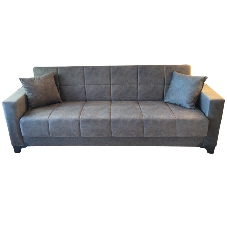 Καναπές κρεβάτι 3θεσιος μπαούλο με αλέκιαστο ύφασμα μπράτσα χρώμα γκρι διαστάσεων 220x77x83εκ