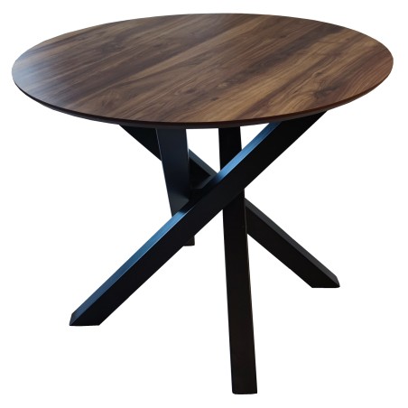 ΤΡΑΠΕΖΙ ΣΤΡΟΓΓΥΛΟ WOODEN 0.80 ΑΠΟ MDF ΜΕ ΜΕΤΑΛΛΙΚΗ ΒΑΣΗ Φ100x78Υ εκ.