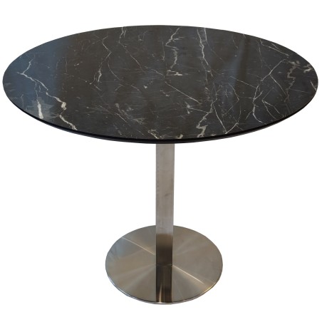 ΤΡΑΠΕΖΙ ΣΑΛΟΝΙΟΥ ΣΤΡΟΓΓΥΛΟ ΜΕ INOX ΒΑΣΗ MARBEL 0.8UP ΑΠΟ MDF ΧΡΩΜΑΤΟΣ ΜΑΥΡΟΣ ΓΡΑΝΙΤΗΣ Φ80x75Υεκ.