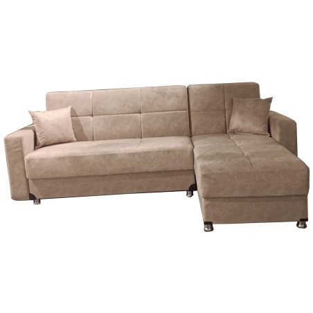 Γωνιακός καναπές κρεβάτι με δυο αποθηκευτικούς χώρους LUNA με αλέκιαστο ύφασμα Χρώμα μπεζ 2,50x1,50x95εκ