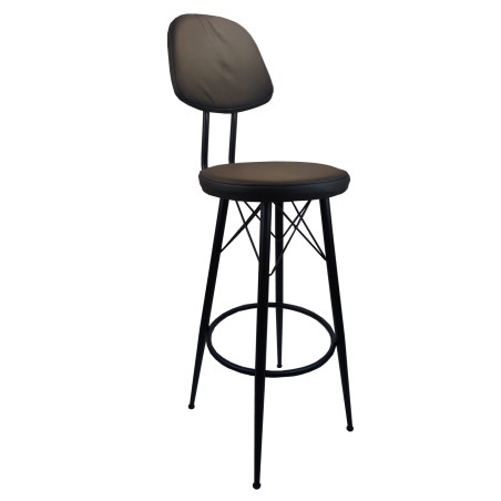 Σκαμπό για μπαρ μαύρο με πλάτη μεταλλικό και μαύρο τεχνόδερμα 34x38x111εκ