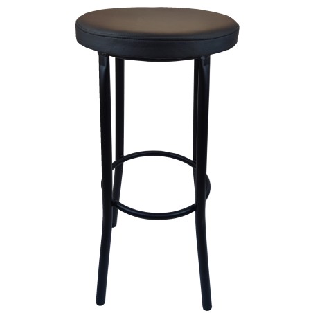 Σκαμπό για μπαρ μεσαίου ύψους ημισκαμπό για μπαρ μαύρο μεταλλικό και μαύρο τεχνόδερμα 33x30x65εκ